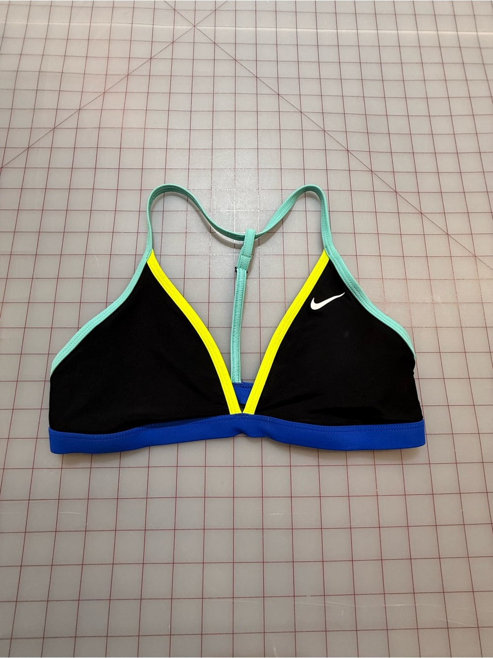 Nike Black bikini top with Teal, Yellow & Blue Trim